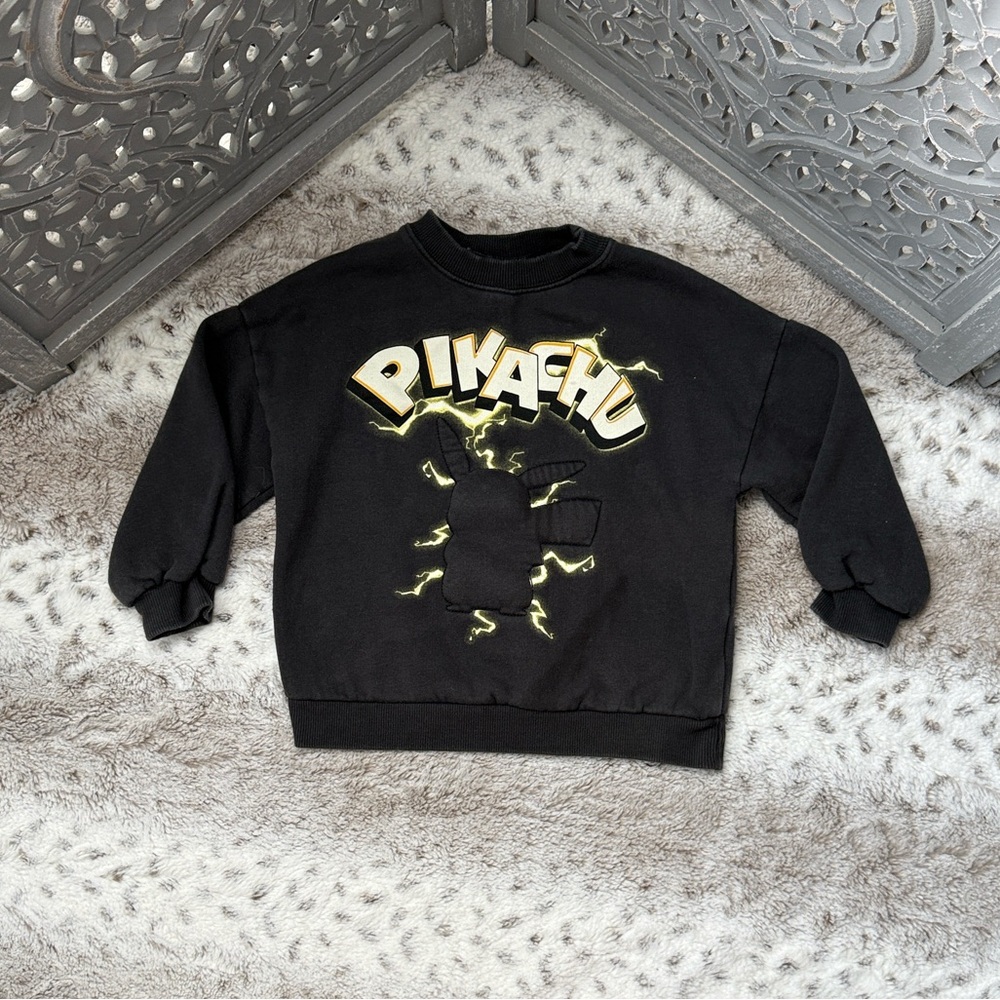 Zara Pokémon lightning 3D Pikachu sweatshirt boys 3T sporty preschool winter